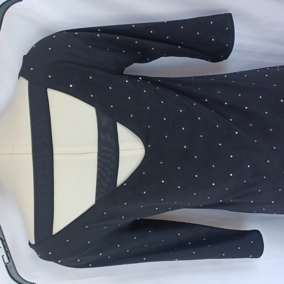 Express Dress With Rhinestones Black Womens Size M, 17" PTP, 32"L - Picture 6 of 9